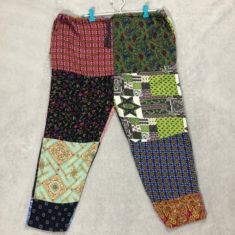 Gigole Patchwork Pantsโ Colorful Print Drawstring Waist Casual Funky